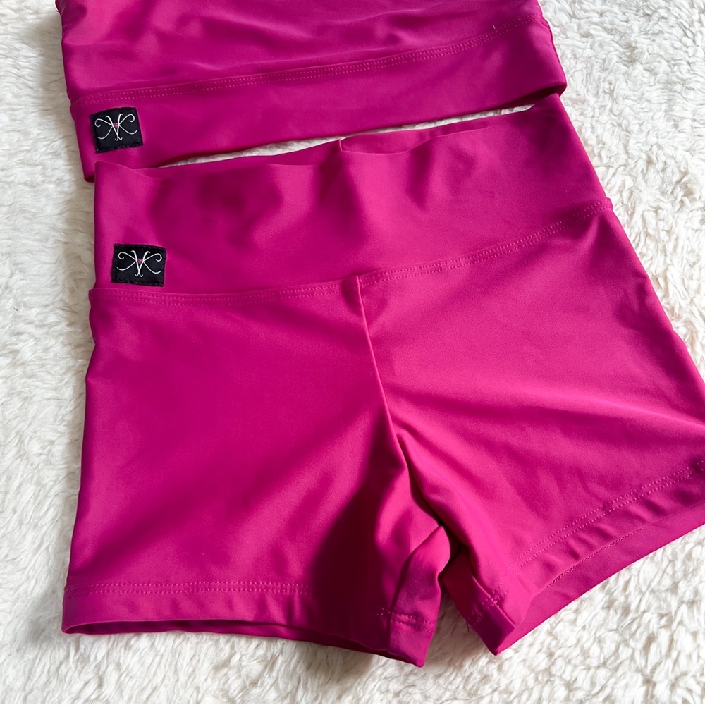 Kandi Kouture Wine with Turquoise Accent Strap Top and Short Set Child Large - Picture 3 of 11
